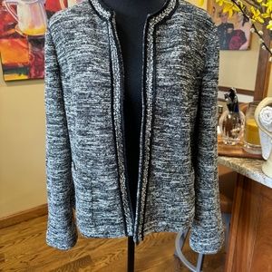 TALBOTS black and white tweed knit cardigan jacket  SIZE PL